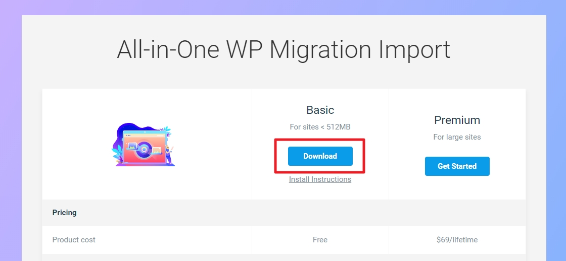 All-in-One WP Migration Import